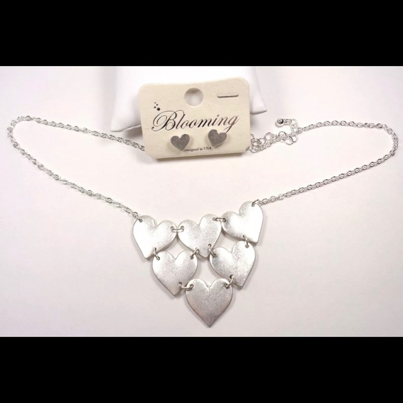 Cascading Hearts Necklace and Matching Earrings - Picture 2 of 6